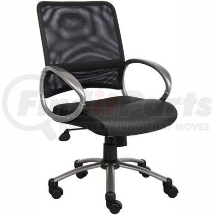 Boss B6406 Boss Mesh Reception Guest Chair with Arms - Vinyl - Black