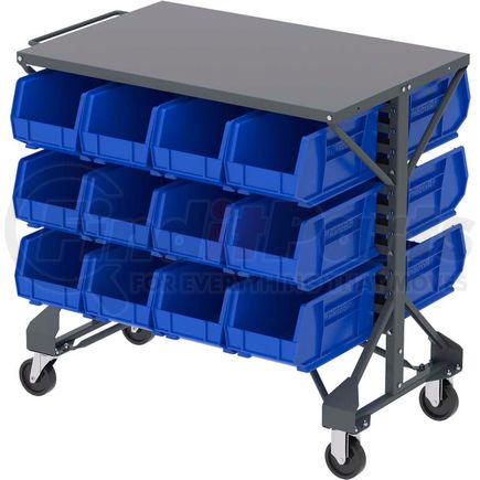 Akro Mils B2065796 Akro-Mills Shelf-Top Bin Cart - 38-1/2 x24x36-1/2" - (24) 8-1/4 x14-3/4 x7" Bins - Blue