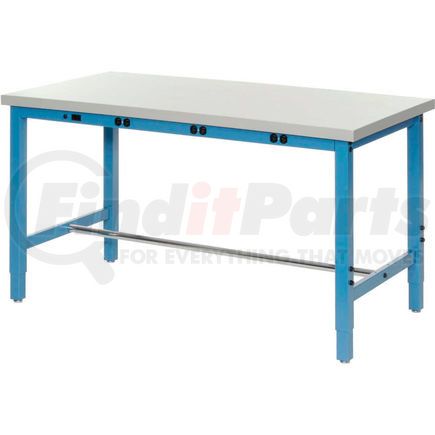 Global Industrial 606993BBL Global Industrial™ 60 x 36 Production Workbench - Power Apron - ESD Laminate Square Edge - Blue