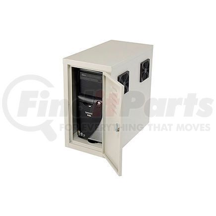 Global Industrial 249309JBG Global Industrial™ Computer CPU Side Cabinet with Front/Rear Doors and 2 Exhaust Fans, Beige