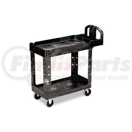 Rubbermaid FG450088BLA Rubbermaid&#174; Plastic Tray Top Utility Cart, 2 Shelf, 39"Lx18"W, 5" Casters, Black