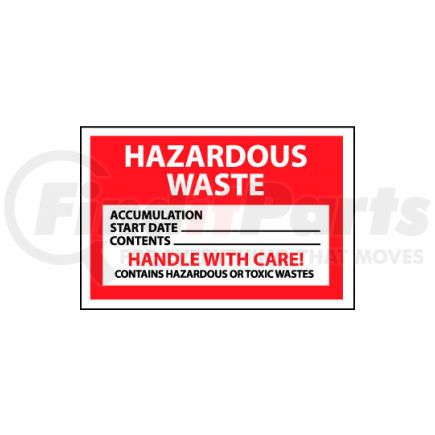 National Marker Company HW19 Hazardous Waste Vinyl Labels - Hazardous Waste Handle With Care, Pack of 25