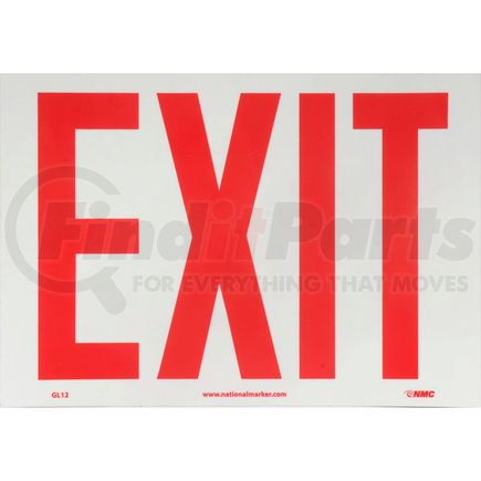 National Marker Company GL12P Glo-Brite Exit Sign - Vinyl