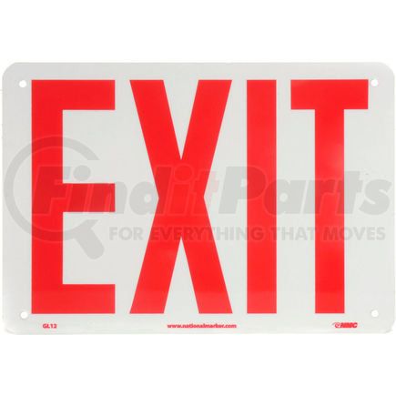 National Marker Company GL12R Glo-Brite Exit Sign - Rigid Plastic