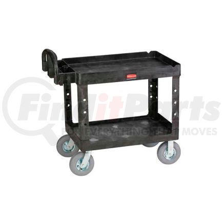 Rubbermaid FG452010BLA Rubbermaid&#174; Plastic Tray Top Utility Cart, 2 Shelf, 44"Lx25"W, 8" Casters, Black