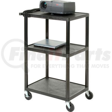 Luxor LP34E-B Plastic Audio Visual & Instrument Cart 24 x 18 x 34 Three Shelves