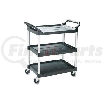 Rubbermaid FG342488BLA Rubbermaid&#174; Service Cart, Aluminum Posts, 3 Shelf, 33-5/8"Lx18-5/8"W, Black