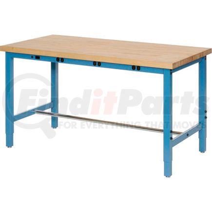 Global Industrial 318897BBL Global Industrial™ 72 x 30 Adjustable Height Workbench - Power Apron - Birch Square Edge - Blue