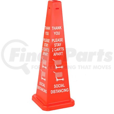 Cortina Safety Products 03-600-75 Cortina Lamba 03-600-75 Cone, Orange, 36", "Thank You Please Stay 2 Carts Apart Social Distancing"