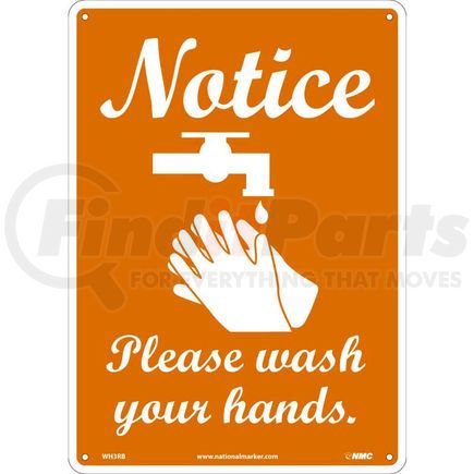 National Marker Company WH3RB Notice Please Wash Your Hands Sign, 10 X 14, Plastic