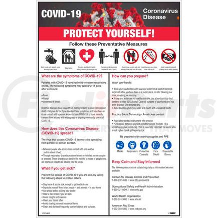 National Marker Company PST141C COVID-19 Protect Yourself Poster, 12" X 18", Vinyl