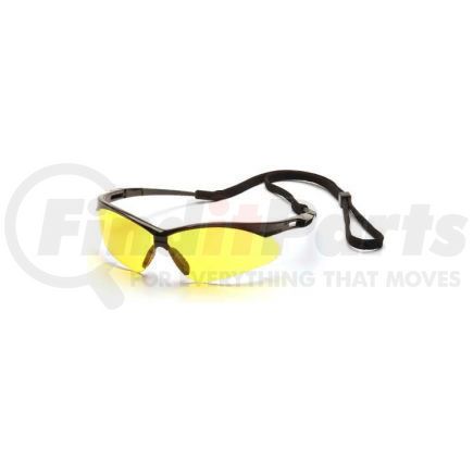 Pyramex Safety Glasses SB6330SP Pmxtreme&#8482; Eyewear Amber Lens , Black Frame & Cord