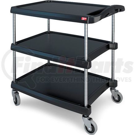 Metro MY2030-34BL Intermetro Utility Cart With Chrome Posts, 3 Shelf, 40-1/4"Lx23-7/16"W, Black