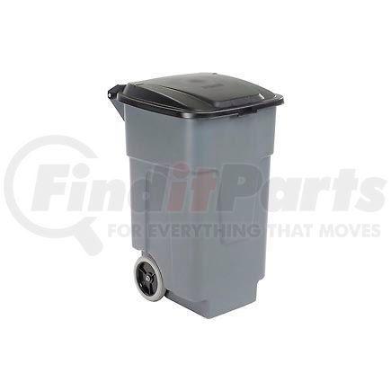 Carlisle 34505023 Carlisle Square Rolling Waste Container Trash Can with Hinged Lid 50 Gallon, Gray - 34505023