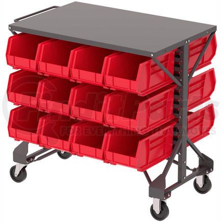 Akro Mils B2065789 Akro-Mills Shelf-Top Bin Cart - 38-1/2 x24x36-1/2" - (24) 8-1/4 x14-3/4 x7" Bins - Red