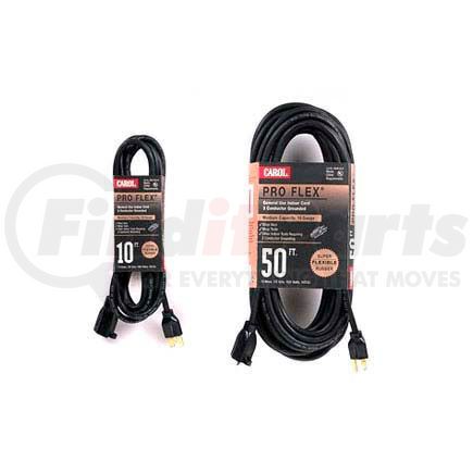 General Cable 06610.63.01 Carol 06610.63.01 10' Pro Flex &#174; Rubber Extension Cord, 16awg 13a/125v - Black