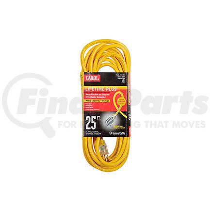 General Cable 03390.63.05 Carol 03390.63.05 25' Lifetime Plus  Super Flex  Lighted Ext. Cord/14awg 15a/125v Yellow