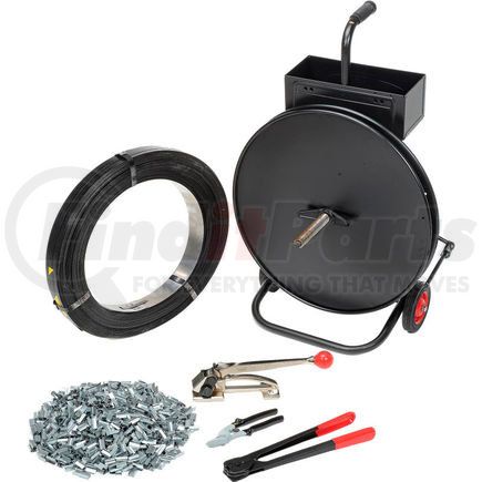 Global Industrial 795263 Global Industrial&#8482; Steel Strapping Kit 1/2" x 2,940' Coil With Tensioner, Sealer, Seals & Cart