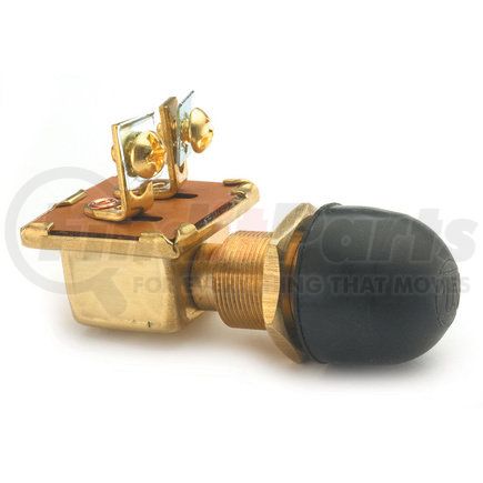Cole Hersee M-524 Cole Hersee Momentary Switches  SPST, NORMALLY OFF, 10A@12VDC, 2 BRASS SCREWS, 1" STEM, GASKET, BRASS MOUNTING STEM: 5/8"-32, 1" LONG, W/RUBBER CAP