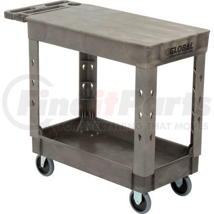 Global Industrial 800300 Global Industrial&#153; Flat Top Plastic Utility Cart, 2 Shelf, 38"Lx17-1/2"W, 5" Casters, Gray