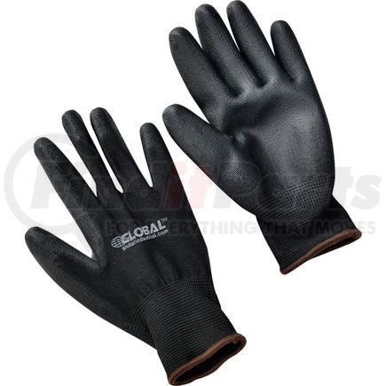 Global Industrial 708350L Global Industrial&#8482; Flat Polyurethane Coated Gloves, Black/Black, Large, 1-Pair