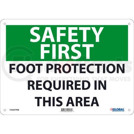 National Marker Company GLOSF163RB Global Industrial&#8482; Safety First Foot Protection Required In This Area, 10x14, Rigid Plastic