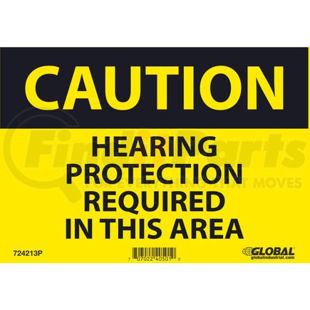 National Marker Company GLOC88P Global Industrial&#8482; Caution Hearing Protection Required, 7x10, Pressure Sensitive Vinyl