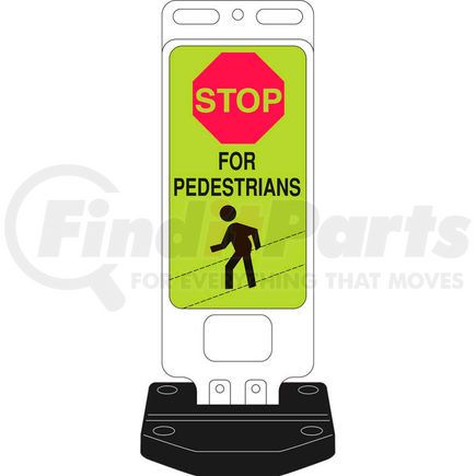 Brady 103709 Brady&#174; 103709 Stop For Pedestrians Sign w/Base, 14" X 40", Fluorescent Yellow Green