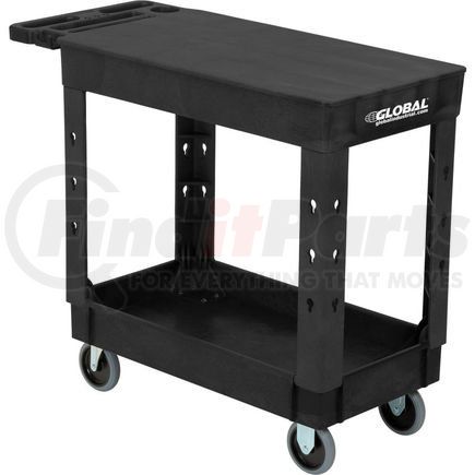 Global Industrial 800337 Global Industrial&#153; Flat Top Plastic Utility Cart, 2 Shelf, 38"Lx17-1/2"W, 5" Casters, Black