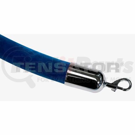 Lawerence Metal ROPE-VELR-24-06/0-2-SNAP-1P Tensator Safety Crowd Control Queue Blue Velour 6' Rope With Polished Chrome Snap Ends