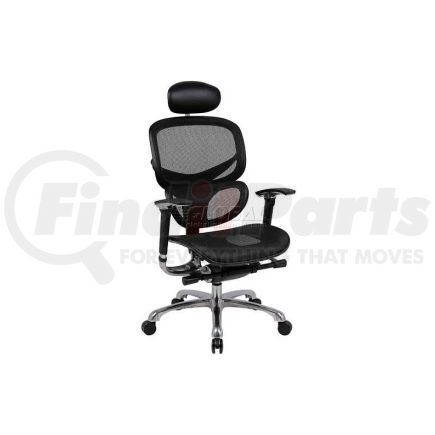 Boss B6888-BK-HR Boss Ergonomic Mesh Back Task Chair with Headrest & Seat Slider - High Back - Black