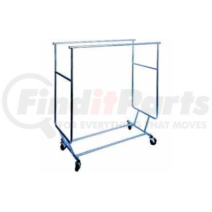 Amko Displays LLC. RCS/3 Collapsible Rolling Garment Rack RCS-3 w/ Double Rail Round Tubing - Chrome