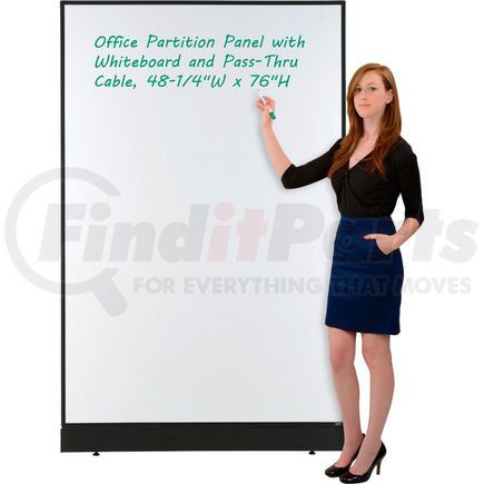 Global Industrial 695140BP Interion® Office Partition Panel with Whiteboard and Pass-Thru Cable, 48-1/4"W x 76"H