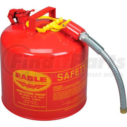 Justrite U2-51-S Eagle Type II Safety Can with 7/8" Spout - 5 Gallons - Red, U2-51-S