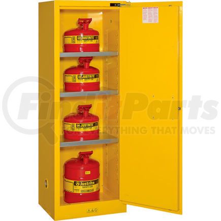 Justrite 892220 Justrite Flammable Cabinet, 22 Gallon, Self-Close, Single Door, 23"W x 18"D x 65"H