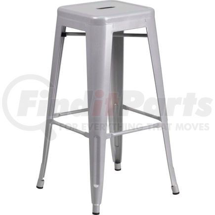 Global Industrial CH-31320-30-SIL-GG Flash Furniture 30"H Backless Barstool - Metal - Square - Silver