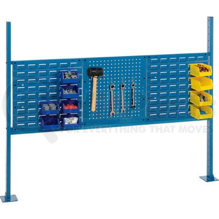 Global Industrial 249717BL Global Industrial&#153; Panel Kit for 60"W Bench, Two 18"W Louver, 18"W Pegboard, Rail, Upright Blue