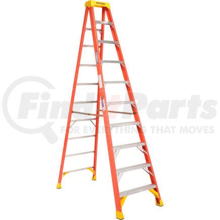 Werner 6210 Werner 10' Fiberglass Step Ladder w/ Plastic Tool Tray 300 lb. Cap - 6210