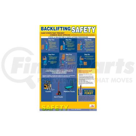 National Marker Company PST001 Poster, Back Lifting Safety, 24 x 18