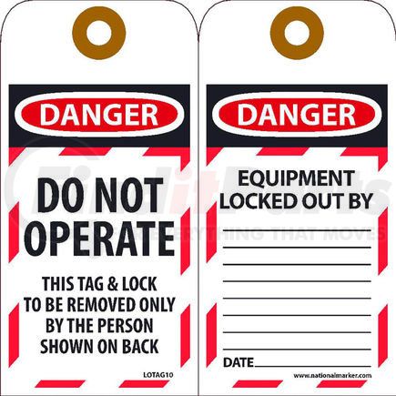 National Marker Company LOTAG10 Lockout Tags - Do Not Operate