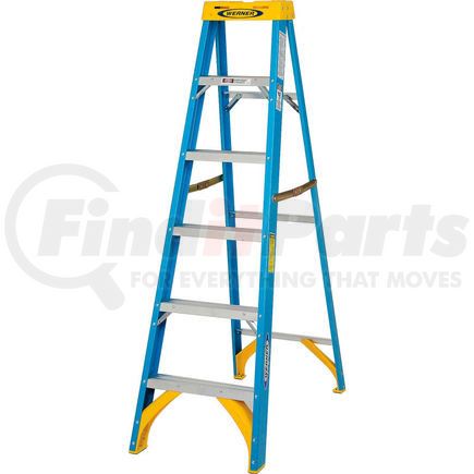 Werner 6006 Werner 6' Fiberglass Step Ladder w/ Plastic Tool Tray 250 lb. Cap - 6006