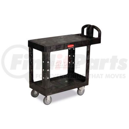 Rubbermaid FG450500BLA Rubbermaid&#174; Plastic Flat Top Utility Cart, 2 Shelf, 39"Lx17"W, 5" Casters, Black