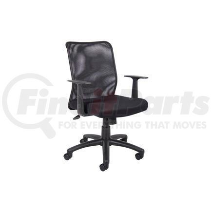 Boss O-I6106 Interion&#174; Mesh Office Chair with Adjustable Arms & Mid Back, Fabric, Black