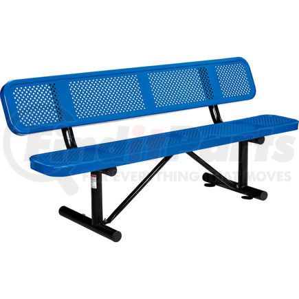 Global Industrial 694557BL Global Industrial™ 6 ft. Outdoor Steel Picnic Bench with Backrest - Perforated Metal - Blue