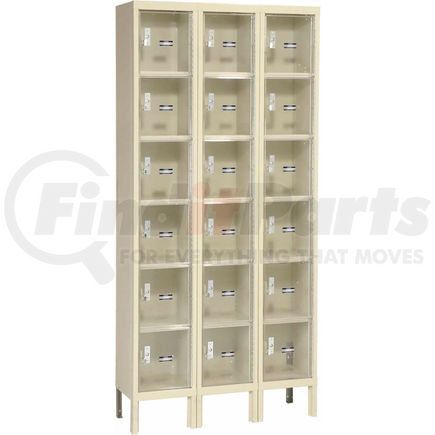 Global Industrial B2318163 Global Industrial™ Six Tier 18 Door Clear View Locker, 12"Wx18"Dx12"H, Tan, Assembled