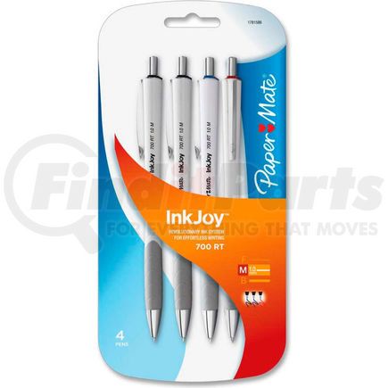 Paper Mate 1781586 Paper Mate&#174; Retractable Ballpoint Pens, Assorted Ink, White Barrel, 4/Pack