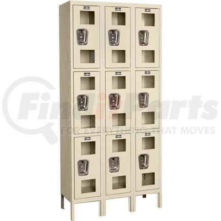 Hallowell USV3288-3PT-GL Global Industrial&#153; Triple Tier 9 Door Clear View Locker, 12"Wx18"Dx24"H, Tan, Unassembled