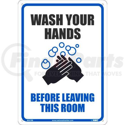 National Marker Company WH1RB Wash Your Hands Before Leaving This Room Sign, 10" X 14", Plastic