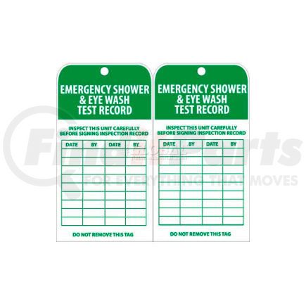 National Marker Company RPT37 NMC RPT37 Tags, Emergency Shower And Eye Wash Test Record, 6" X 3", White/Green, 25/Pk