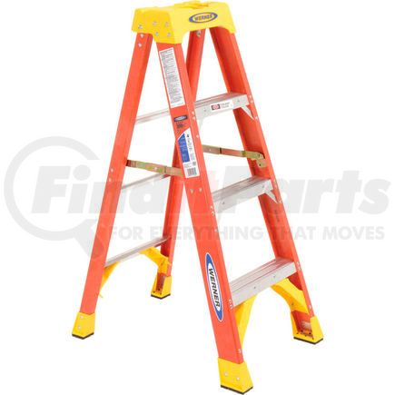 Werner 6204 Werner 4' Fiberglass Step Ladder w/ Plastic Tool Tray 300 lb. Cap - 6204